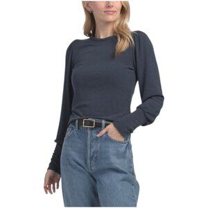 MICHAEL STARS Made In Usa Fonda Puff Sleeve Back Snap Top